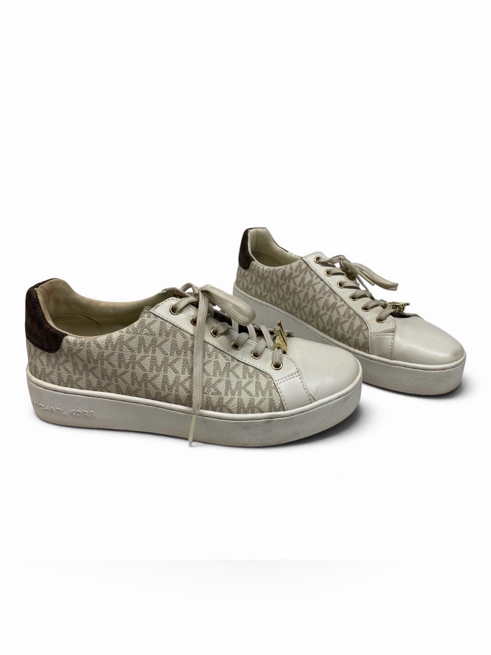 Michael Kors Poppy Vanilla and Gold Sneakers Women's Size 10M Shoes